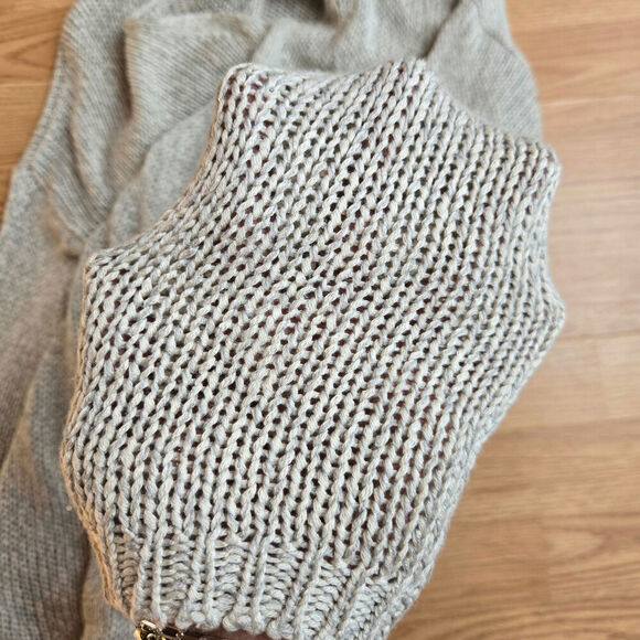 Alya Womens Open Knit Sweater M Elbow Patches Semi Sheer Beachy Boho Cottage - Picture 7 of 11